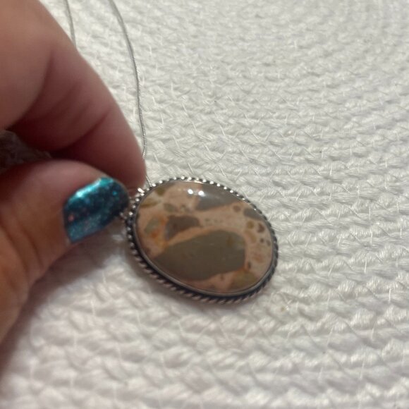 Natural ASTEROID JASPER Handmade Sterling 925 Pendant/Chain #588D - Picture 1 of 3